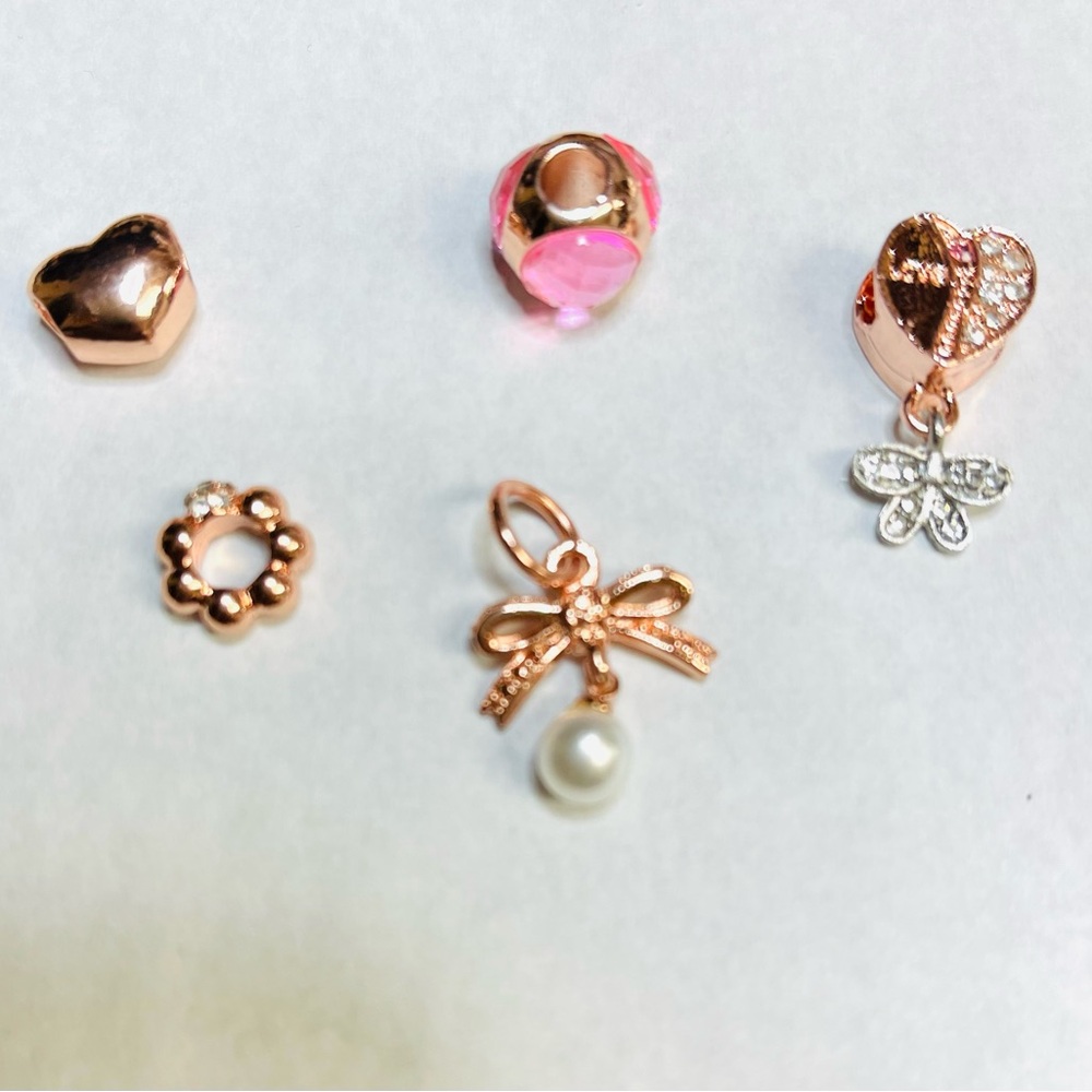 Rose Gold plated and Pink Charm Set
